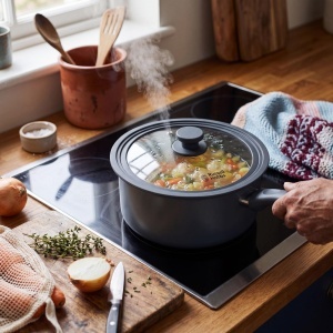 Capac transparent Russell Hobbs Smart Clip, universal 242628 cm, cu margine din silicon - Img 5