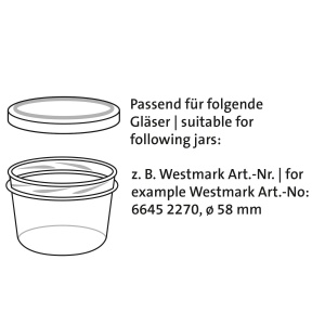 Capace pentru borcane Westmark, set 15 bucati, 58 mm, rosu-alb, cariat - Img 5