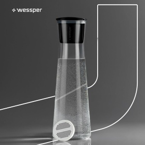 Carafa cu filtru de apa din sticla Wessper, 1 litru, carafa de apa cu filtru de apa cu micro disc, carafa de sticla cu capac, pentru apa filtrata si bauturi reci, fara BPA - negru - Img 5
