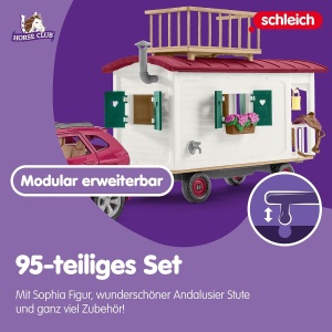 Caravana pentru jocuri de rol Schleich Horse Club 42593, 95 piese, accesorii incluse - Img 5