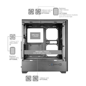 Carcasa Gaming Mars Gaming MC-Quantum, ATX, Negru, cu ARGB - Img 5