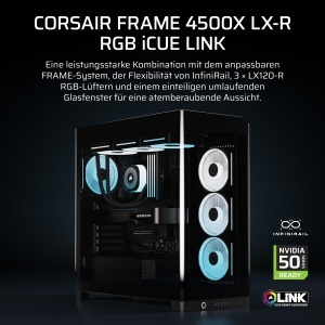 Carcasa PC Corsair Frame 4500X LX-R RGB, Mid-Tower, Negru, cu 3 Ventilatoare RGB - Img 2