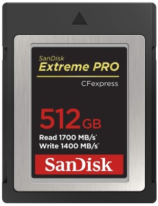 Card de memorie CFexpress SANDISK Extreme Pro 512 GB, 1700 MBs citire, 1400 MBs scriere