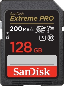 Card SD SanDisk Extreme PRO 128 GB, V30, UHS-I, 200 MBs