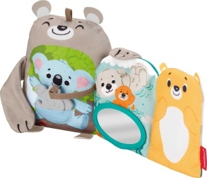 Carte de activitati pentru bebelusi Fisher-Price GJD37, 5 pagini, cu plus si oglinjoara