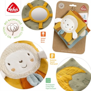 Carte din material textil Fehn - Model Oaie, cu sunete si oglinjoara, pentru bebelusi - Img 4