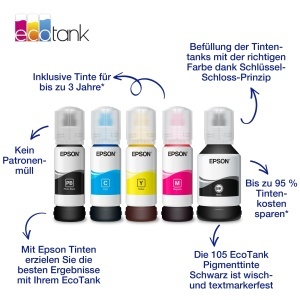 Cartus Cerneala Epson EcoTank 105, Negru, Pigmentat, 3.400 Imprimari - Img 2