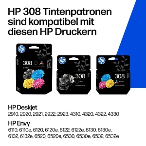 Cartus imprimanta HP 308, Original, Negru, 160 pagini - Img 2