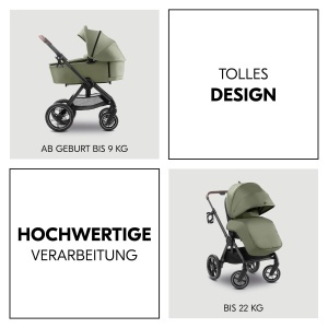 Carucior 2in1 hauck Comfort N Care SET Olive, cu gume all-terrain, pentru copii pana la 22 kg - Img 5
