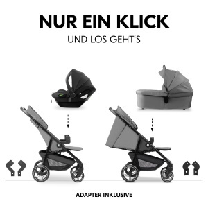 Carucior 3 in 1 Hauck Shop N Care Trio Set - Buggy, Babywanne, Autositz, Culoare Gri - Img 6