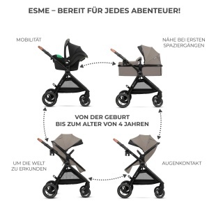 Carucior 3-in-1 Kinderkraft ESME, Capacitate 22 kg, Culoare Bej - Img 3
