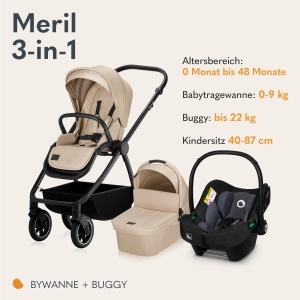 Carucior 3-in-1 LIONELO MERIL pentru copii 0-48 luni, roti all-terrain, XXL parasolar UPF50 - Img 2
