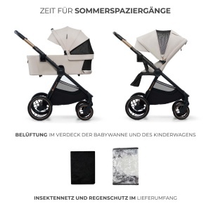 Carucior copii Kinderkraft NEA 2, pliabil, pozitie de culcat, 22 kg, bej - Img 9