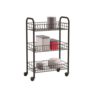 Carucior de bucatarie METALTEX Siena, 3 etaje, otel vopsit, negru, 41 x 23 x 63 cm