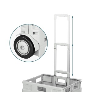 Carucior de cumparaturi Relaxdays, pliabil, capacitate 35 kg, culoare gri deschis - Img 6