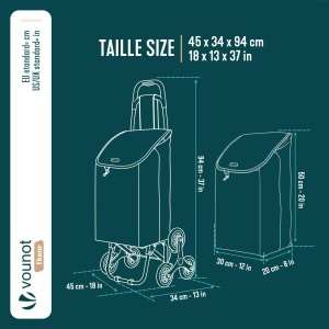 Carucior de cumparaturi VOUNOT cu 6 roti, capacitate 32L, gri - Img 3
