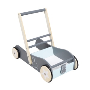 Carucior de invatare roba miffy din lemn, cu frana, mintgrun antracit