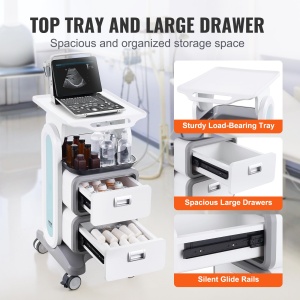 Carucior de laborator VEVOR FY-1T2C, 50 kg, 2 sertare, alb - Img 5