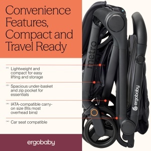 Carucior Ergobaby Metro3 cu functie de culcare, 0-22 kg, Compact, Gri - Img 4