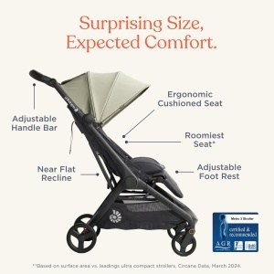 Carucior Ergobaby Metro3 cu functie de culcare, 0-22kg, bej natural - Img 3