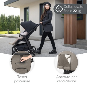 Carucior KikkaBoo Urban pliabil pana la 22 kg roti EVA Beige - Img 7