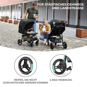 Carucior Kinderkraft GRANDE PLUS, pentru copii de la nastere pana la 22 kg, negru - Img 5