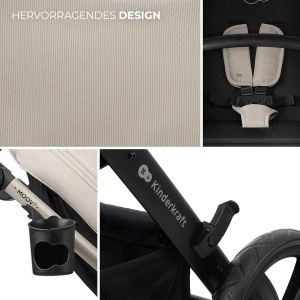 Carucior multifunctional Kinderkraft MOOV 2 3-in-1 pana la 22 kg roti EVA gri - Img 5