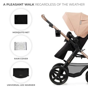 Carucior multifunctional Kinderkraft MOOV 2 3-in-1 pana la 22 kg roti EVA Beige - Img 17