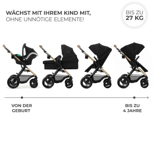 Carucior multifunctional Kinderkraft MOOV 2 XL AIR, 3 in 1, negru, capacitate 27 kg - Img 4
