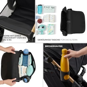 Carucior multifunctional Kinderkraft MOOV 2 XL AIR, 3 in 1, negru, capacitate 27 kg - Img 14