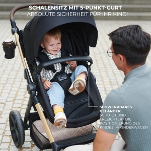Carucior Multifunctional Kinderkraft MOOV2 AIR 4 in 1, Capacitate 22 kg, Culoare Gri - Img 8