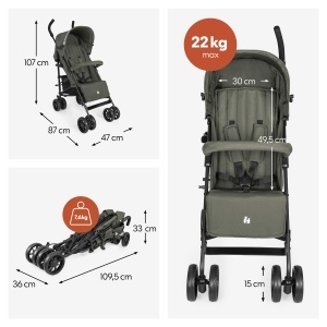Carucior pliabil hauck Fold N Care, verde, 7.6 kg, cu protectie UV 50 - Img 3