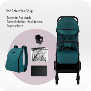 Carucior pliabil MoMi ANDREA cu functie de culcare, 22 kg, 7 kg - Img 3