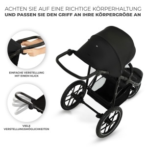 Carucior sport Kinderkraft HELSI 2 Negru pana la 27 kg roti mari gonflabile functie de inclinare - Img 8