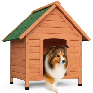Casa pentru caini VOUNOT din lemn, izolata, cu acoperis waterproof, 72x65x83 cm