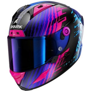 Casca moto SHARK Aeron Edgy Carbon Albastru Cromat S, ultrausoara, confort maxim