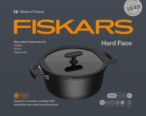 Caserola cu capac Fiskars Hard Face, 5L, Negru, Diametru 26 cm - Img 7