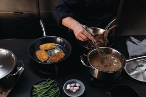 Caserola cu maner Fissler M5 Pro-Ply 16 cm, inox 1810, capac metalic - Img 5
