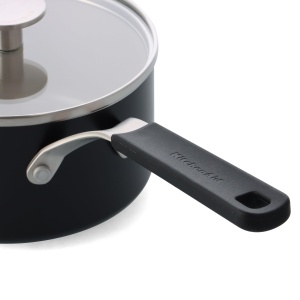 Caserola cu maner KitchenAid 16 cm1,58 L, Keramica Antiadherenta, Neagra - Img 3