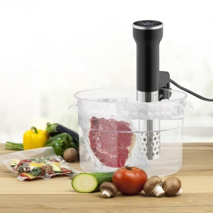 CASO 1310 SV400 Sous Vide Stick, pentru recipiente cu volum de pana la 20 l, 25-90 degC in trepte de 0,5 degC, IPX7, design cu economie de spatiu, otel inoxidabil, negru - Img 6