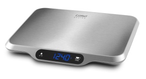 CASO L15 - Cantar de bucatarie design, cantar digital de bucatarie cu suprafata de cantarire foarte mare (30x22 cm) din otel inoxidabil periat, cantar de pana la max. 15 kg, digital, afisaj mare, functie HOLD, otel inoxidabil, argintiu, 03292 - Img 2