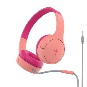 Casti audio Belkin Sound Form Mini pentru copii, roz, cu microfon, 3.5mm