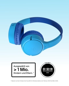Casti audio Belkin SoundForm Mini, wireless, cu microfon, protectie auz, albastru - Img 2
