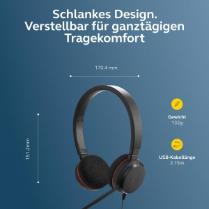 Casti audio Jabra Evolve 20 - Stereo, USB-CA, Negru - Img 8