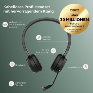 Casti audio Jabra Evolve 65 TE, wireless, cu microfon, negru, autonomie 16 ore - Img 3