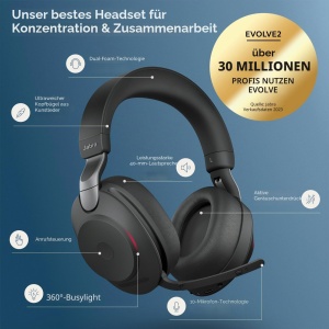 Casti audio Jabra Evolve2 85, wireless, cu ANC, negru, 37 ore autonomie - Img 3