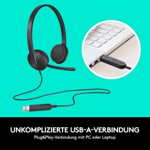 Casti audio Logitech H340 cu microfon, USB, 1.8m, negru - Img 4