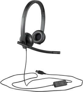Casti audio Logitech H570e cu microfon, USB, negru, cu anulare zgomot