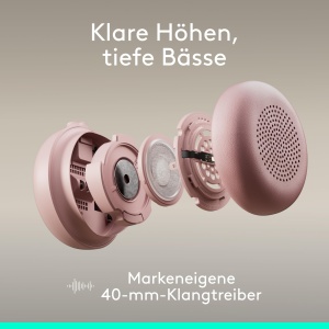 Casti audio Logitech Zone Wireless 2 ES pentru Business, Bluetooth, ANC, Roz - Img 4