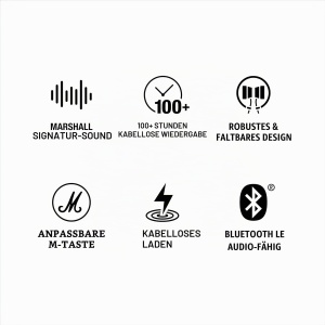 Casti audio Marshall Major V, 100 ore autonomie, design robust, culoare crema - Img 9